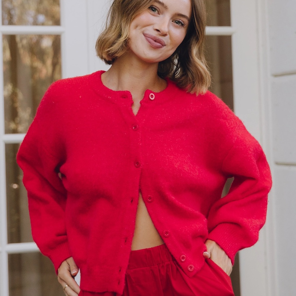 Daily drills red cardigan
